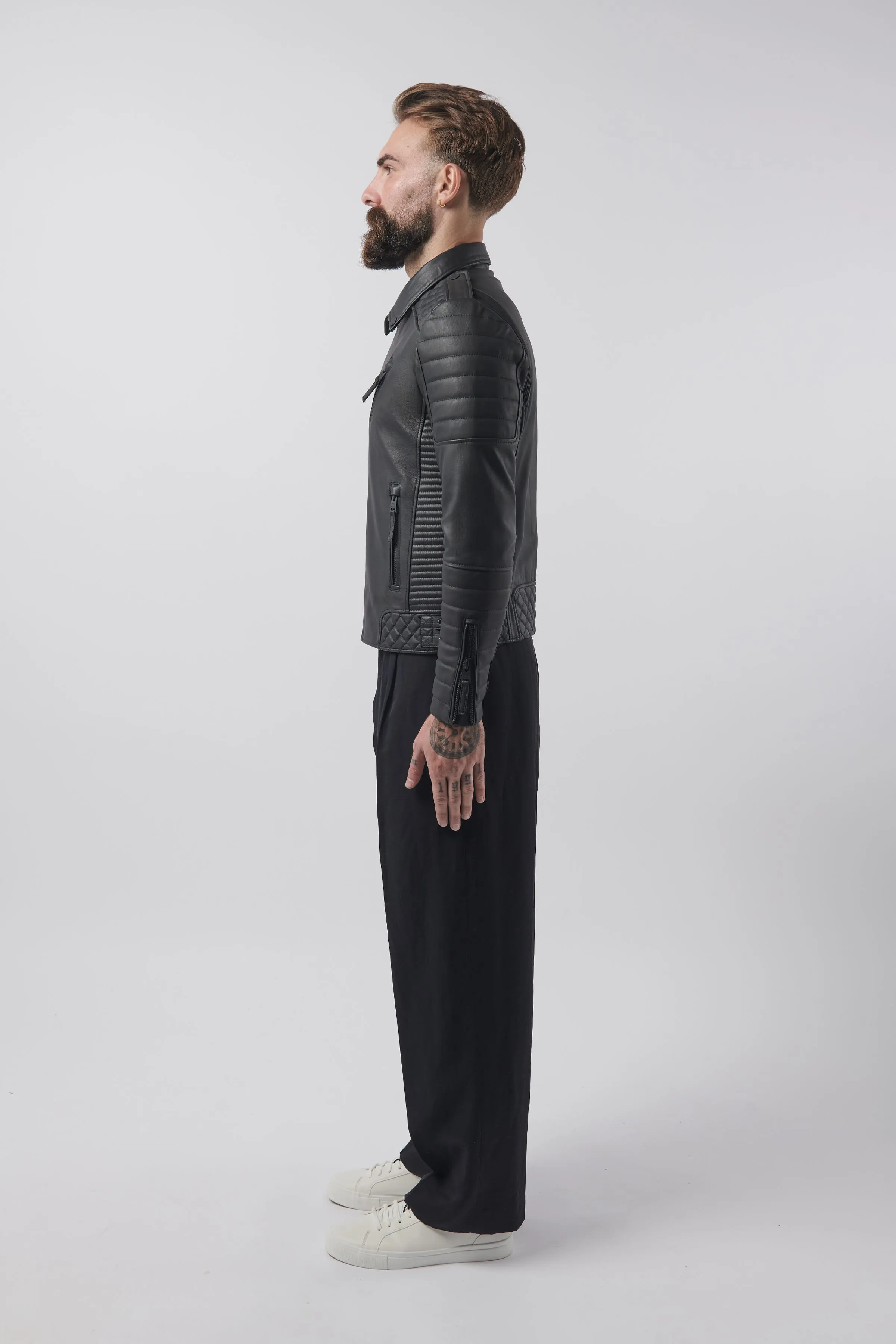 Kay Michaels 3.0 Tall: Matte Black Hardware Leather Jacket (Man) sold by Boda Skins product image thumbnail 5