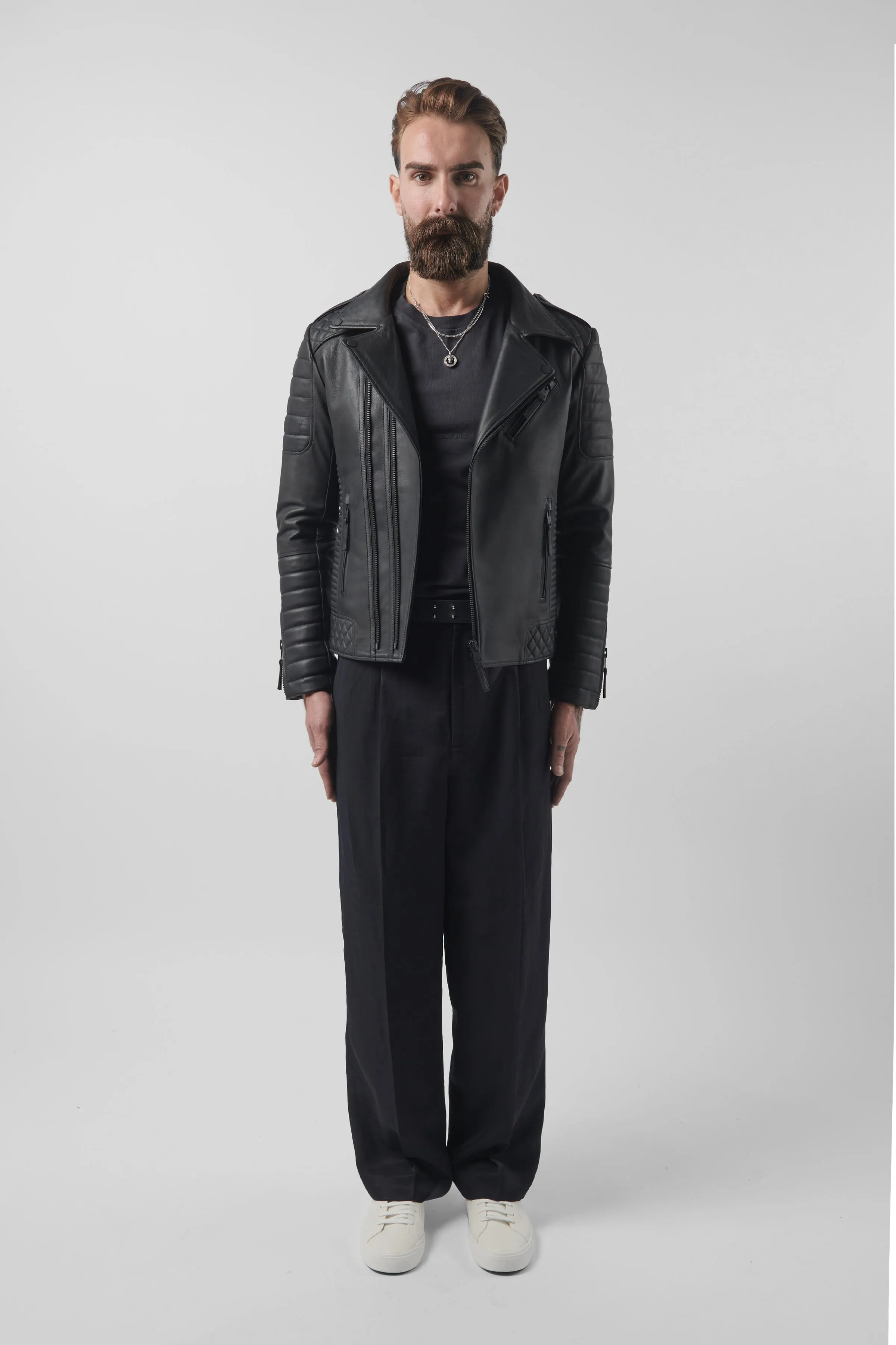 Kay Michaels 3.0 Tall: Matte Black Hardware Leather Jacket (Man) sold by Boda Skins product image thumbnail 2