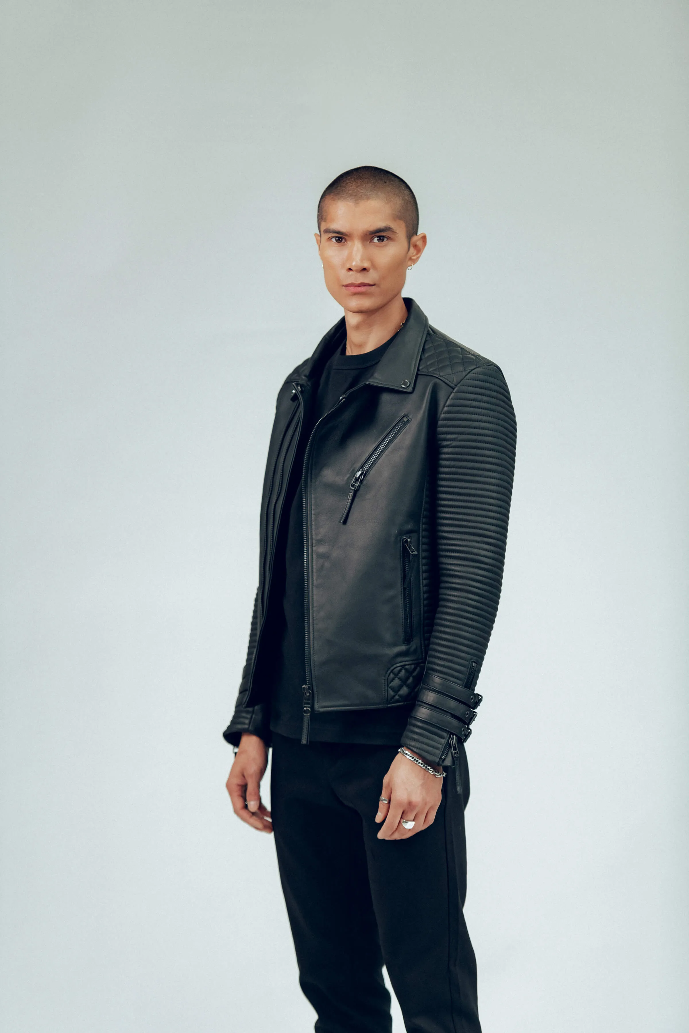 Alexander 3.0 Tall: Matte Black Hardware Leather Jacket (Man) sold by Boda Skins product image thumbnail 4