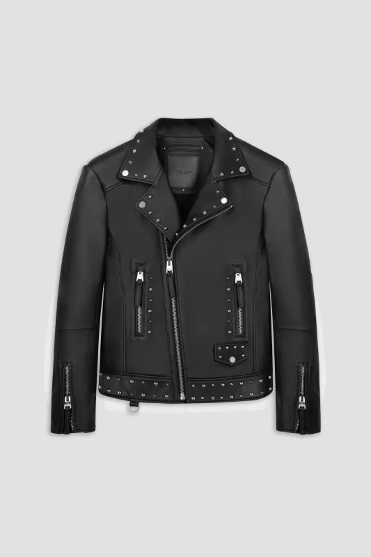 Refined Biker Leather Jacket Tall: Studded sold by Boda Skins