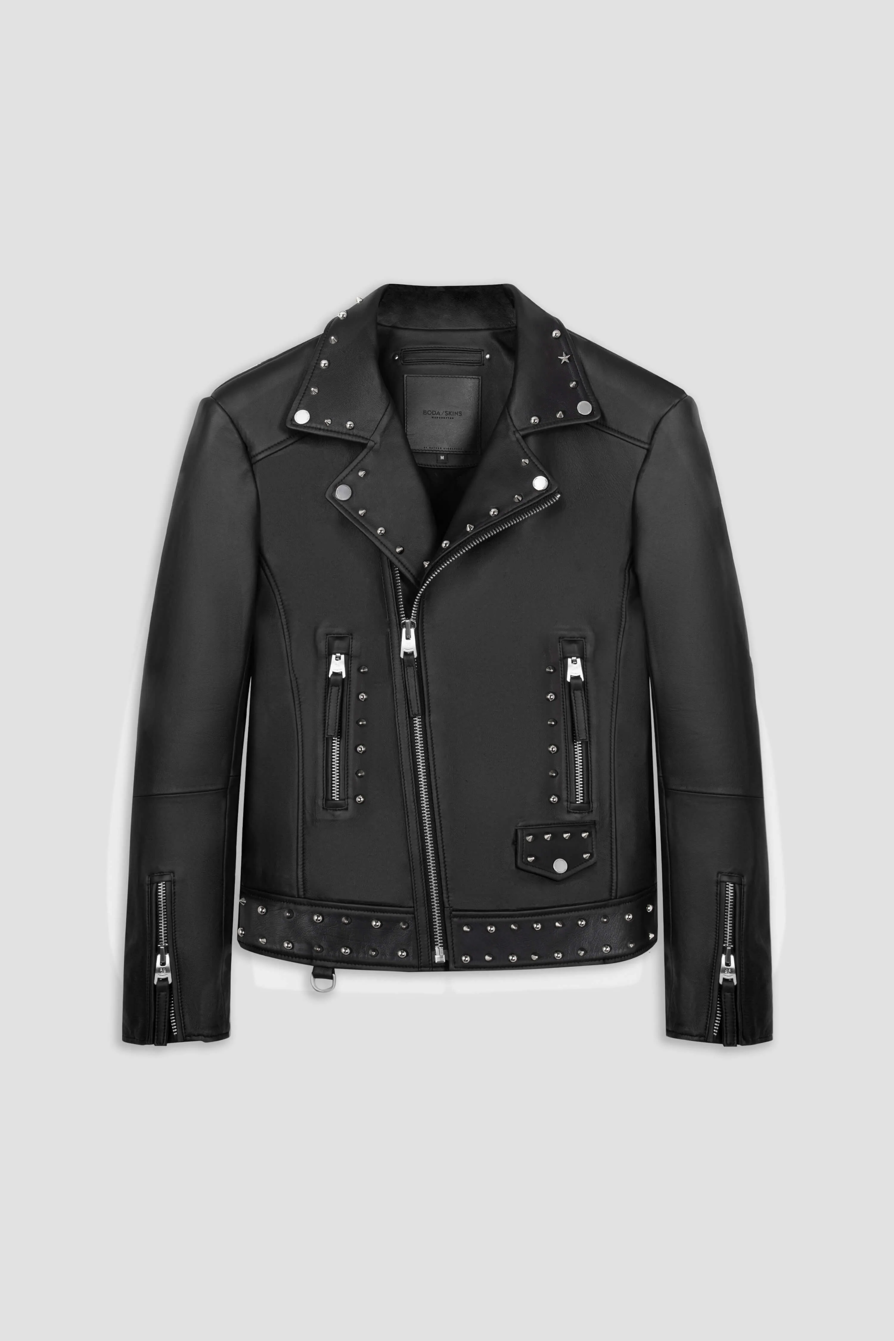 Refined Biker Leather Jacket Studded sold by Boda Skins
