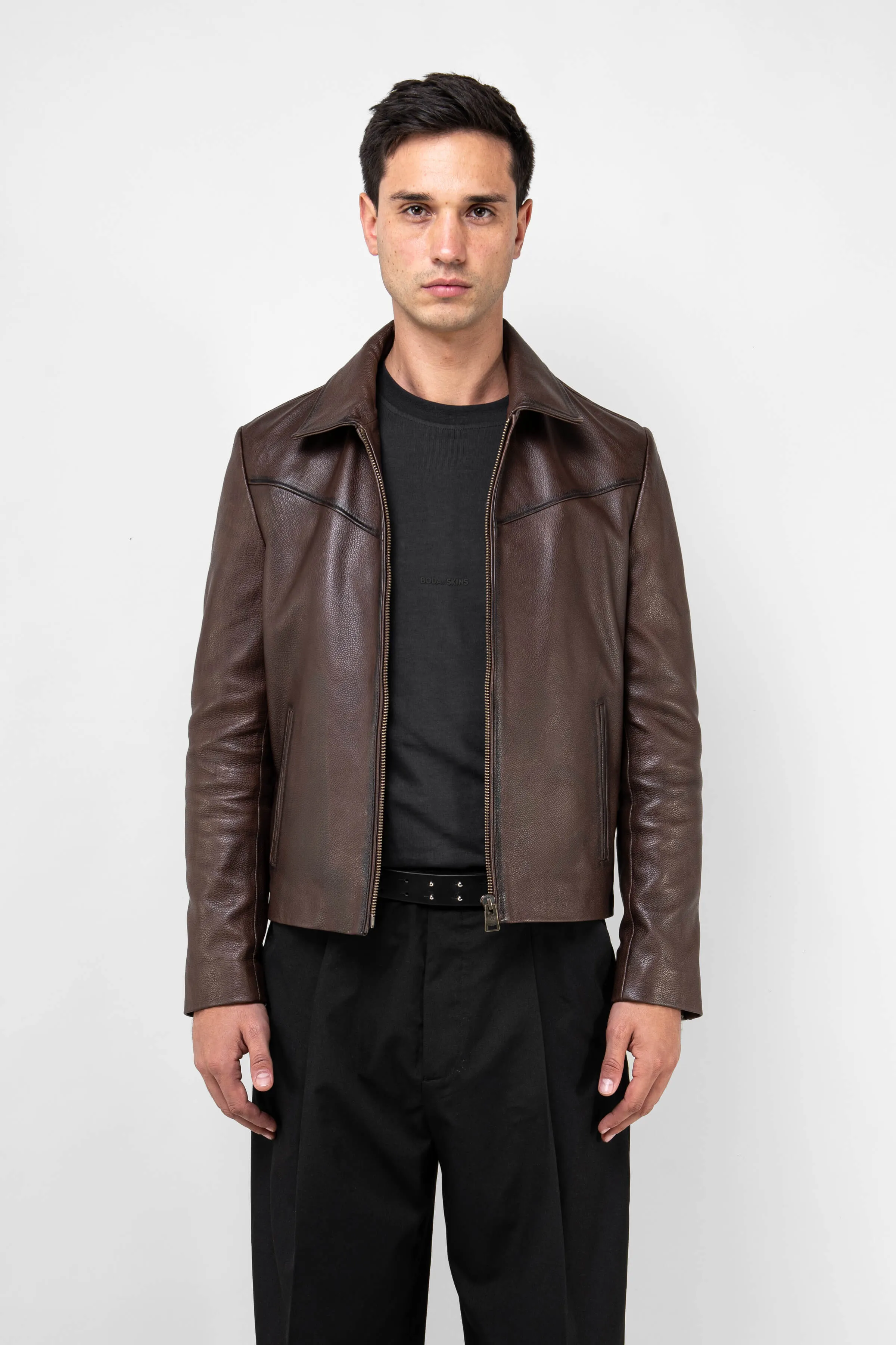 Hendrix: Vintage Brown Leather Jacket Tall sold by Boda Skins product image thumbnail 2
