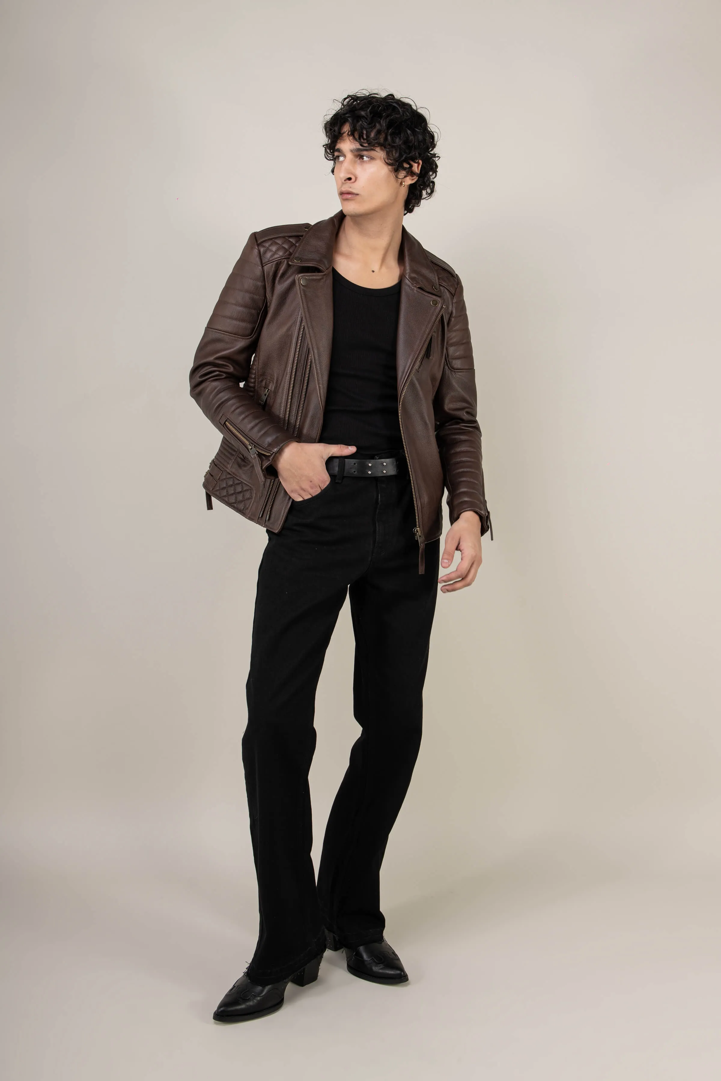 Kay Michaels 3.0: Vintage Brown Leather Jacket (Man) sold by Boda Skins product image thumbnail 3