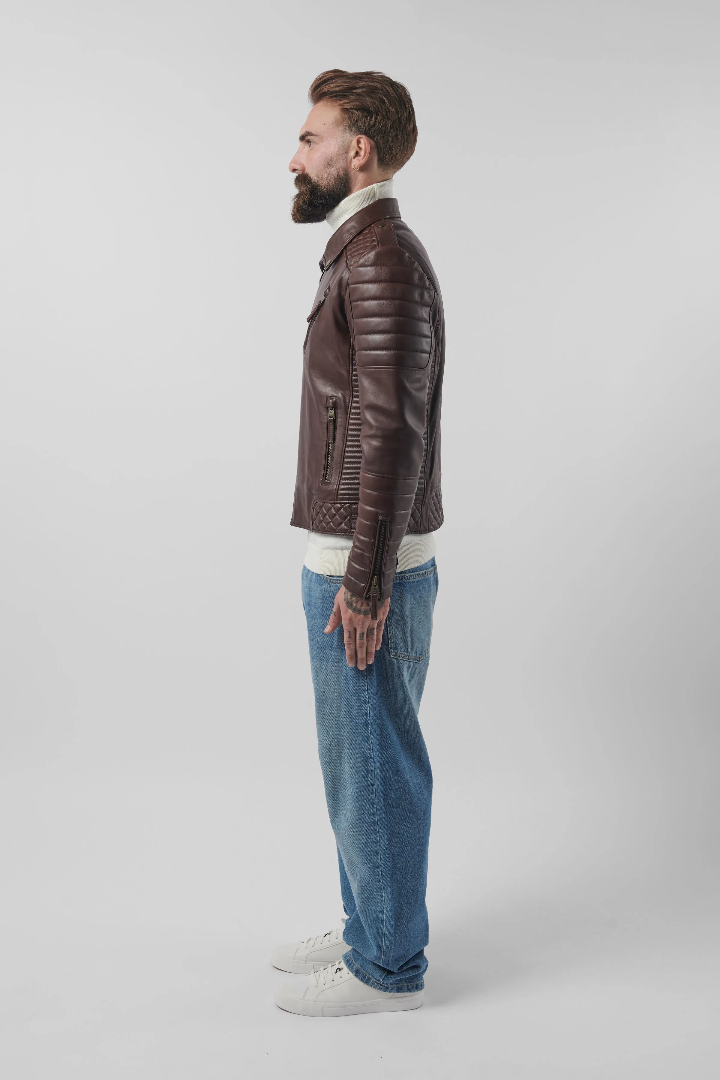 Kay Michaels 3.0: Antique Brown Leather Jacket (Man) sold by Boda Skins product image thumbnail 5