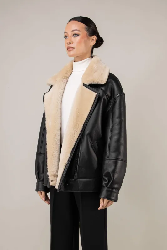 Valor Shearling Aviator Jacket (Woman) sold by Boda Skins