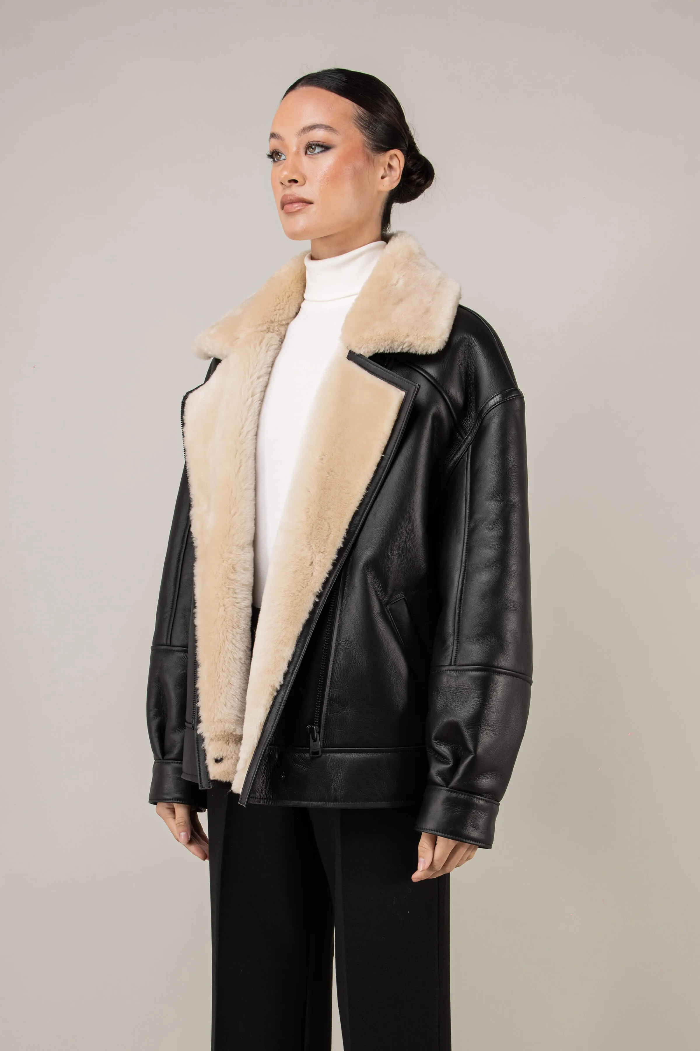 Valor Shearling Aviator Jacket (Woman) sold by Boda Skins