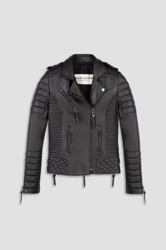 Kay Michaels 2.0 Gun Metal Hardware Tall Leather Jacket (Woman) sold by Boda Skins