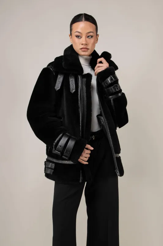 Polar 3.0: Noir Shearling Jacket (Woman) sold by Boda Skins
