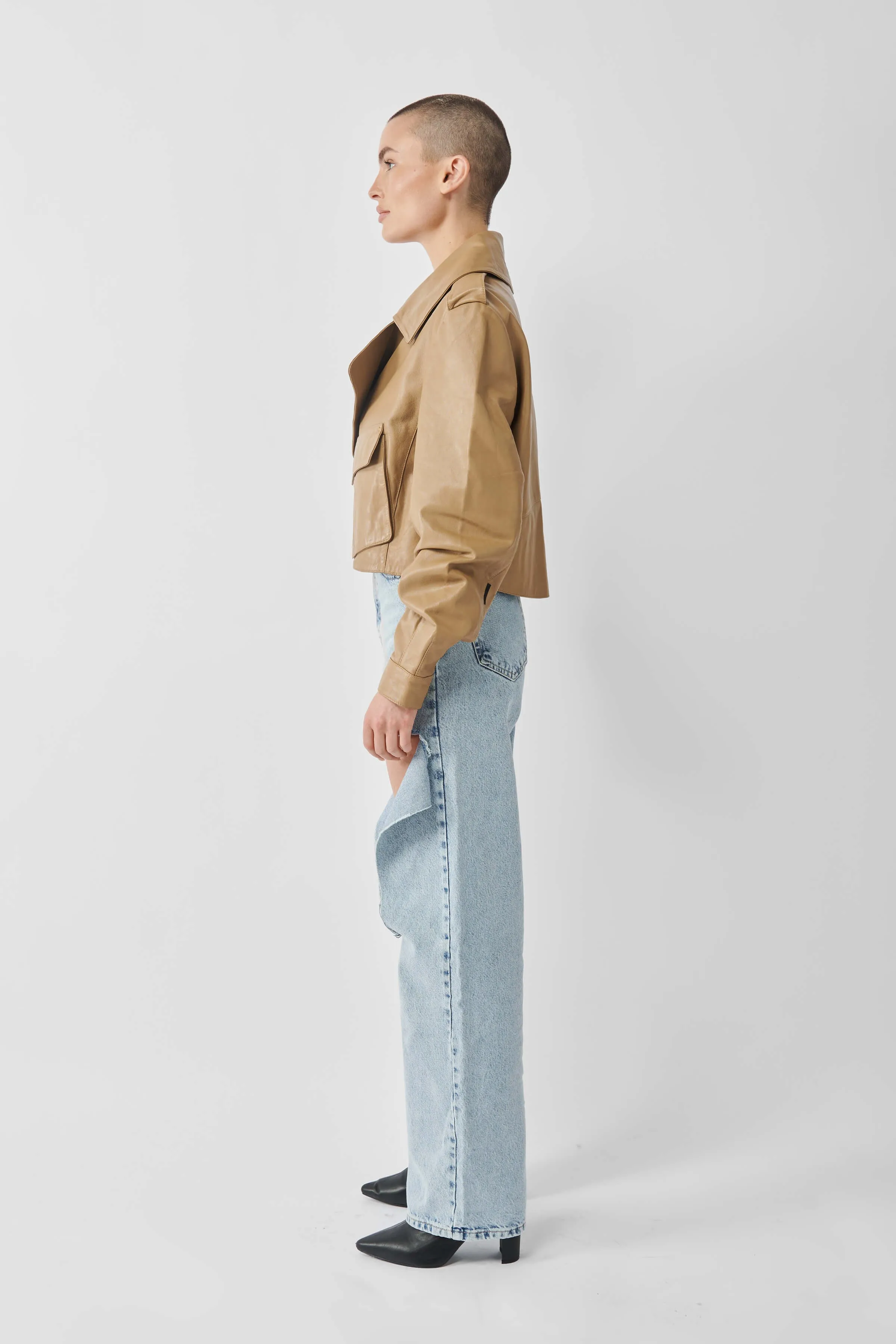 Cropped Sand Blouson Tall: Gold Hardware / Womens / Multiple Sizes / Used sold by Boda Skins product image thumbnail 5