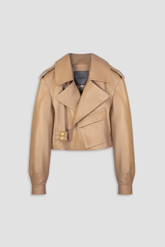 Cropped Blouson Sand Leather Jacket - Tall sold by Boda Skins