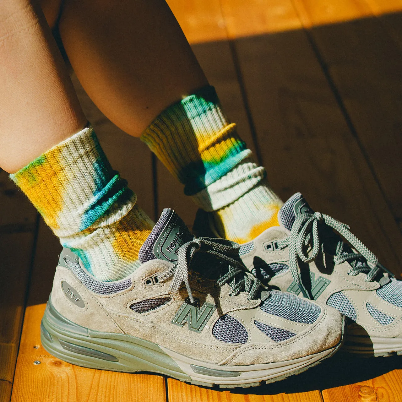 NODAL Tabi Sock – Tie Dye Long Sock Green | Made in Japan sold by Arvin Goods product image thumbnail 3