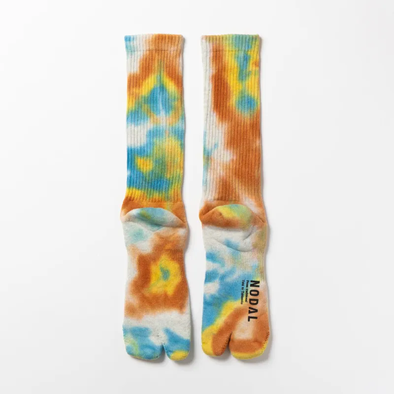 NODAL Tie-Dye Tabi Socks - Orange Long Split-Toe | Made in Japan made by Arvin Goods