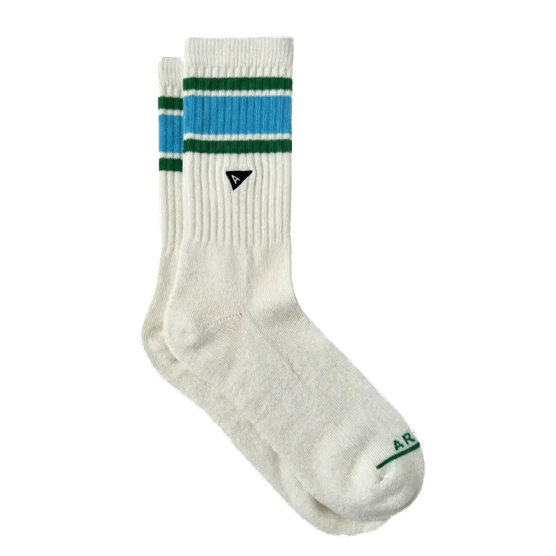 Arvin Goods Blue Retro Stripe Crew Sock - Recycled Cotton made by Arvin Goods