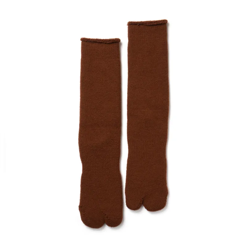 NODAL Brushed Pile Tabi Sock – Coffee | Made in Japan made by Arvin Goods