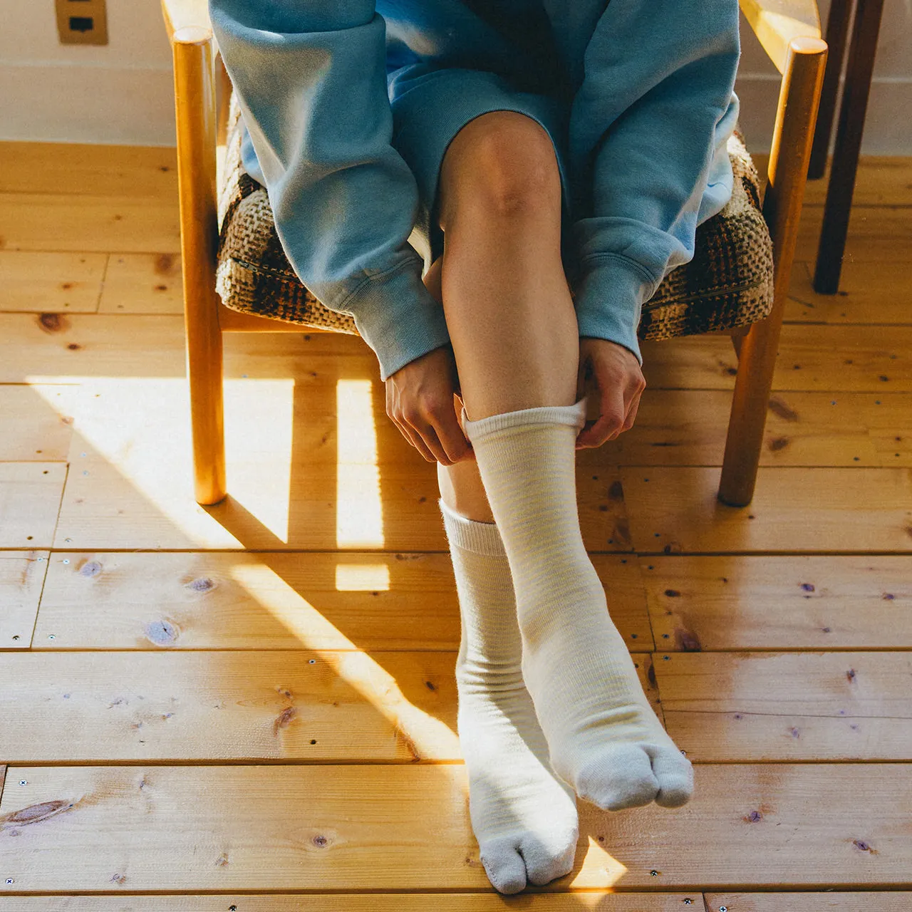 NODAL Tabi Sock – Merino Wool Stripe Light Gray | Made in Japan sold by Arvin Goods product image thumbnail 4