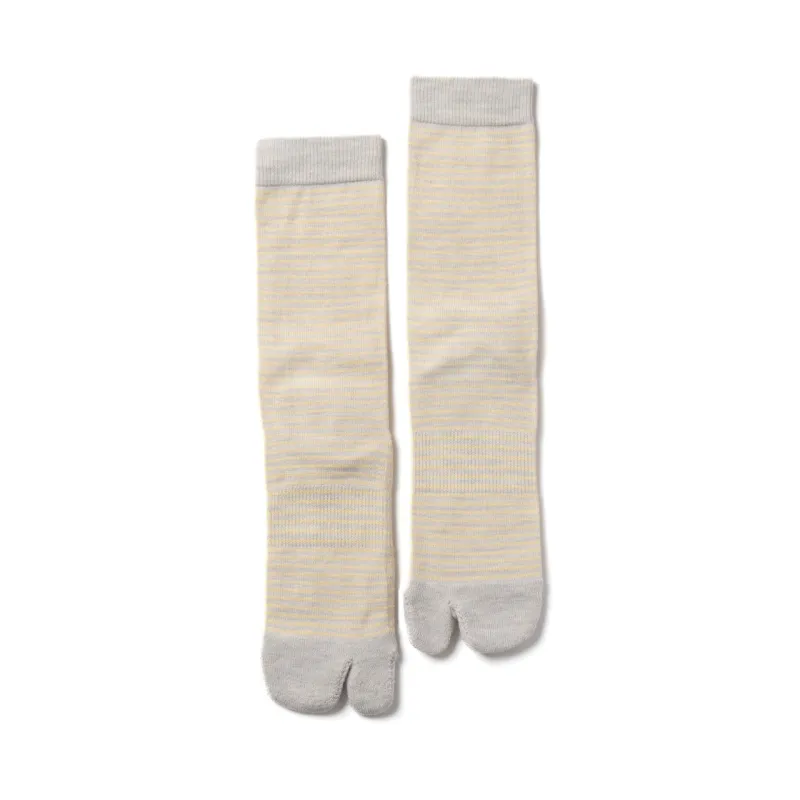 NODAL Tabi Sock – Merino Wool Stripe Light Gray | Made in Japan made by Arvin Goods