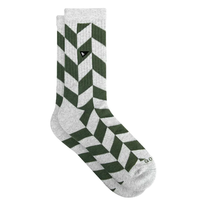 Crew Sock - Olivine Herringbone made by Arvin Goods