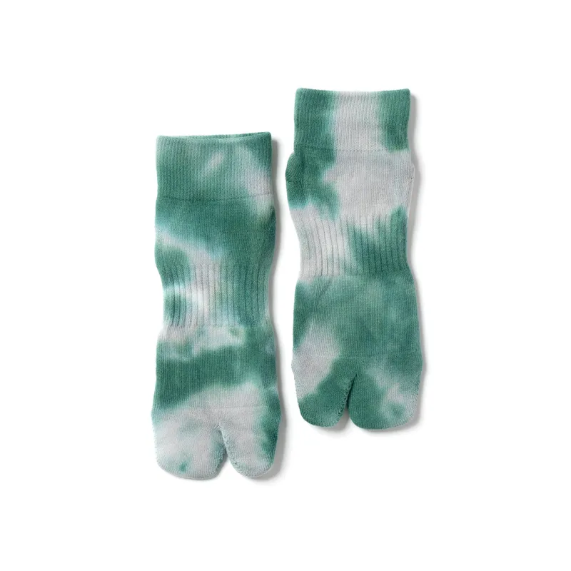 NODAL Split-Toe Tabi Socks - Tie Dye Light Grey/Green | Japan Made made by Arvin Goods
