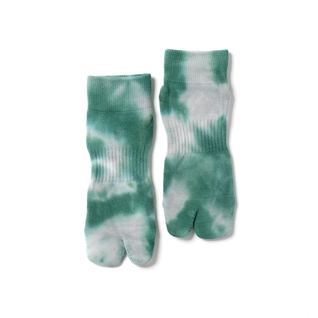 NODAL Split-Toe Tabi Socks - Tie Dye Light Grey/Green | Japan Made sold by Arvin Goods