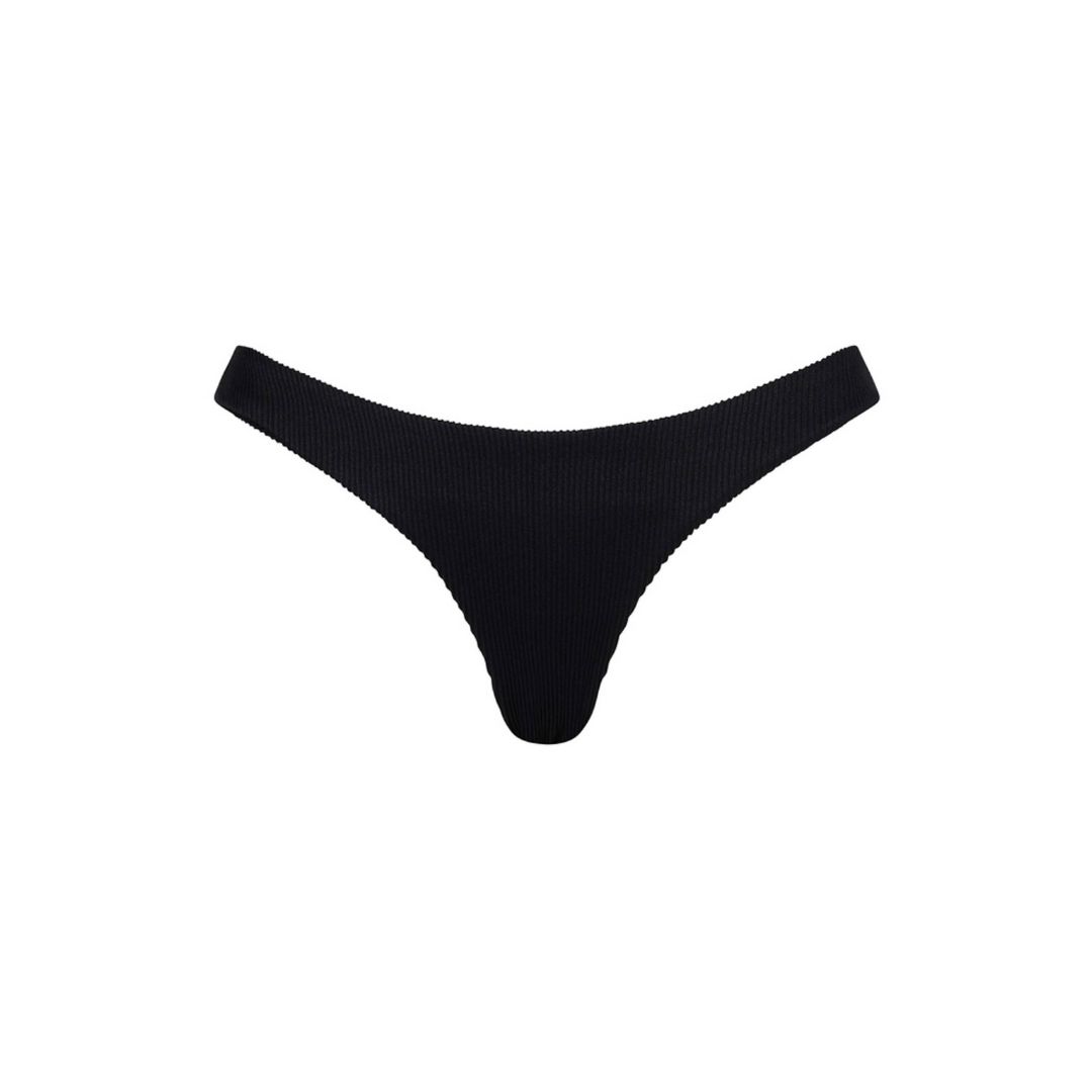 Minimal Full Coverage Bikini Bottom - Pitch Black Ribbed sold by Kulani Kinis