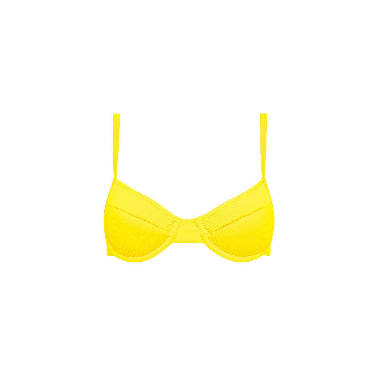 Ditzy Underwire Bra Bikini Top - Sunshine Yellow Ribbed sold by Kulani Kinis