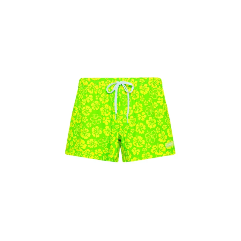 Men's 4" Stretch Swim Trunks - Aloha Lime sold by Kulani Kinis