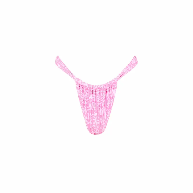 Ruched Thong Bikini Bottom - Strawberry Milkshake sold by Kulani Kinis