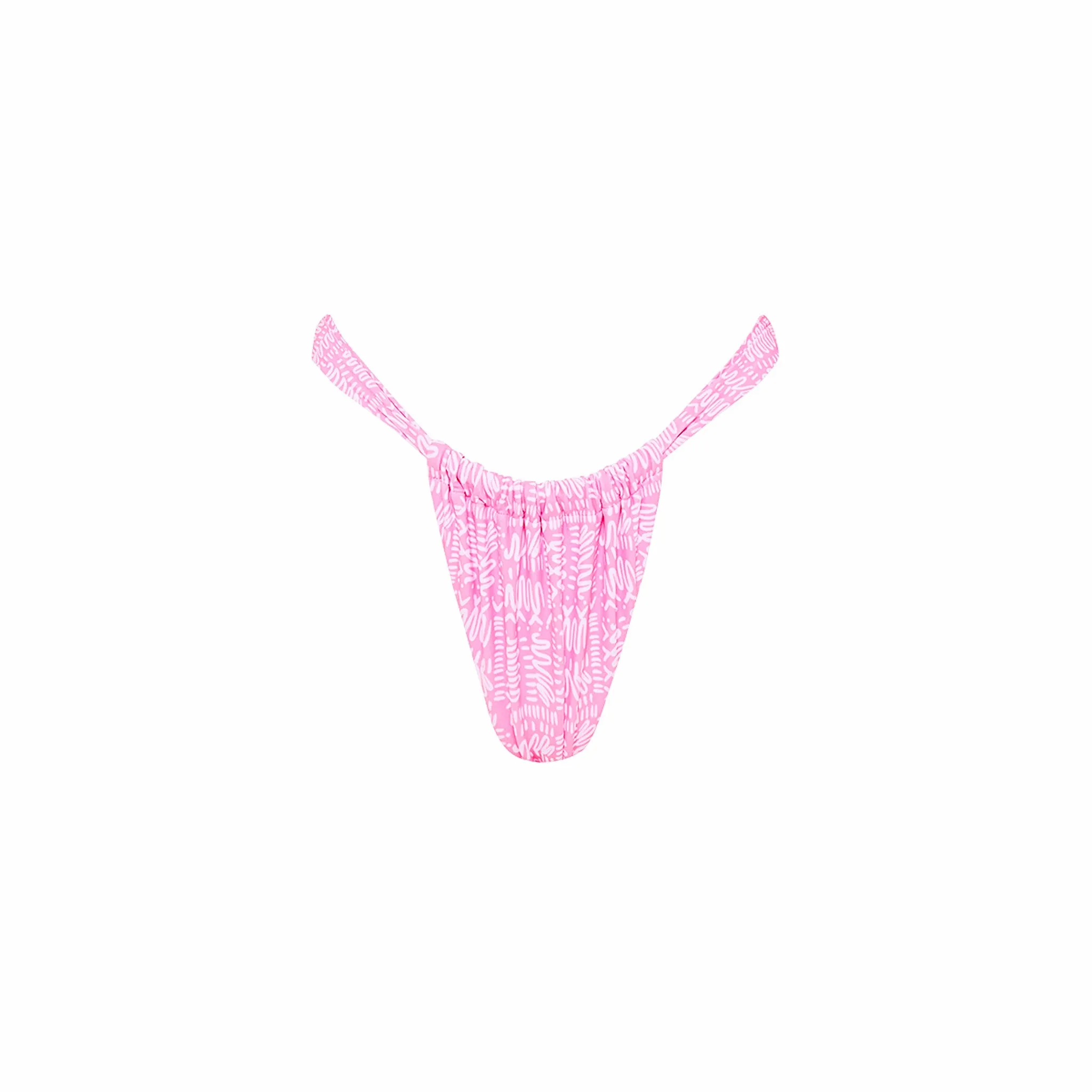 Ruched Thong Bikini Bottom - Strawberry Milkshake sold by Kulani Kinis