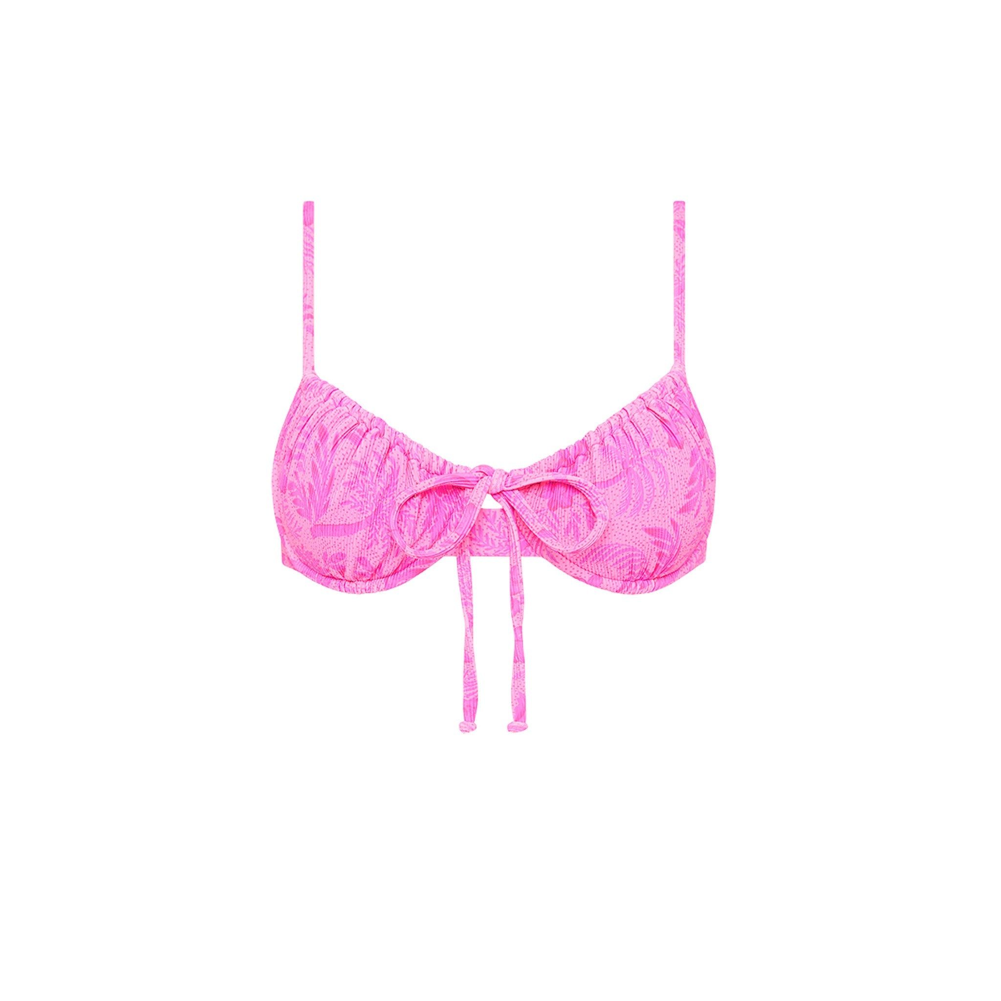 Ruched Underwire Bra Bikini Top - Fuchsia Fever sold by Kulani Kinis
