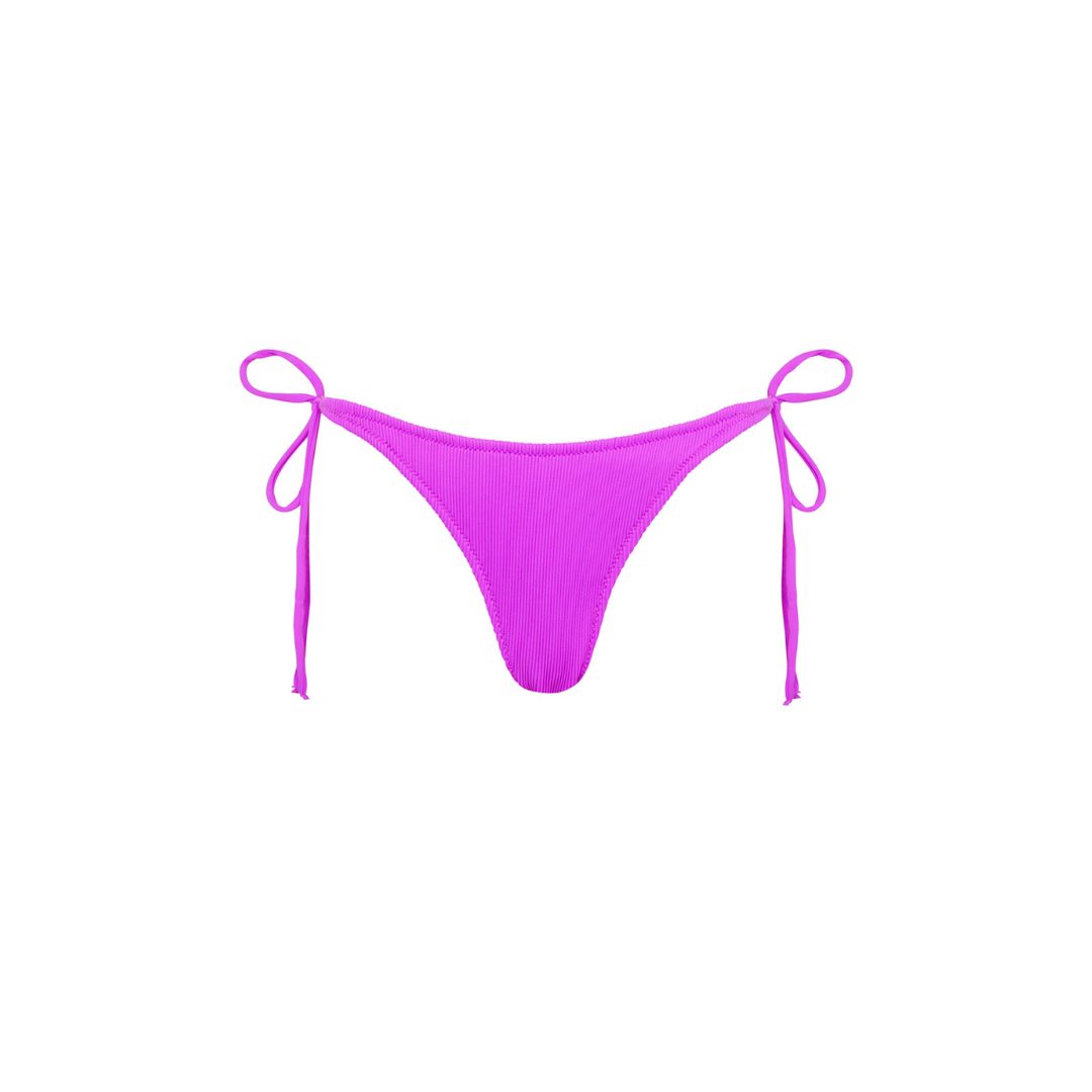 Full Coverage Tie Side Bikini Bottom - Electric Violet Ribbed sold by Kulani Kinis