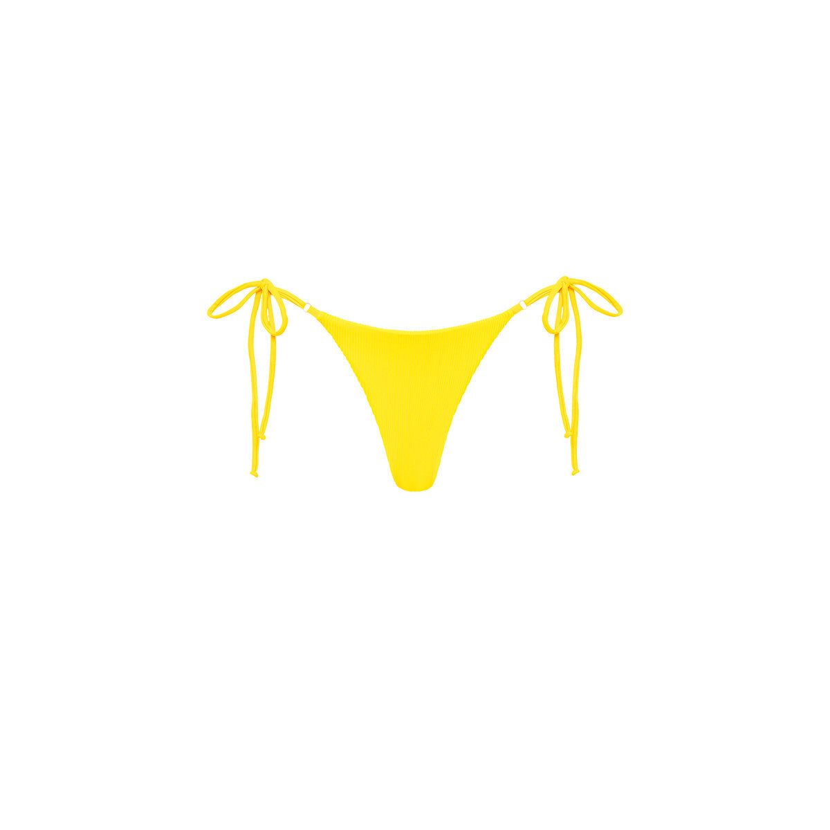 Thong Tie Side Bikini Bottom - Sunshine Yellow Ribbed sold by Kulani Kinis