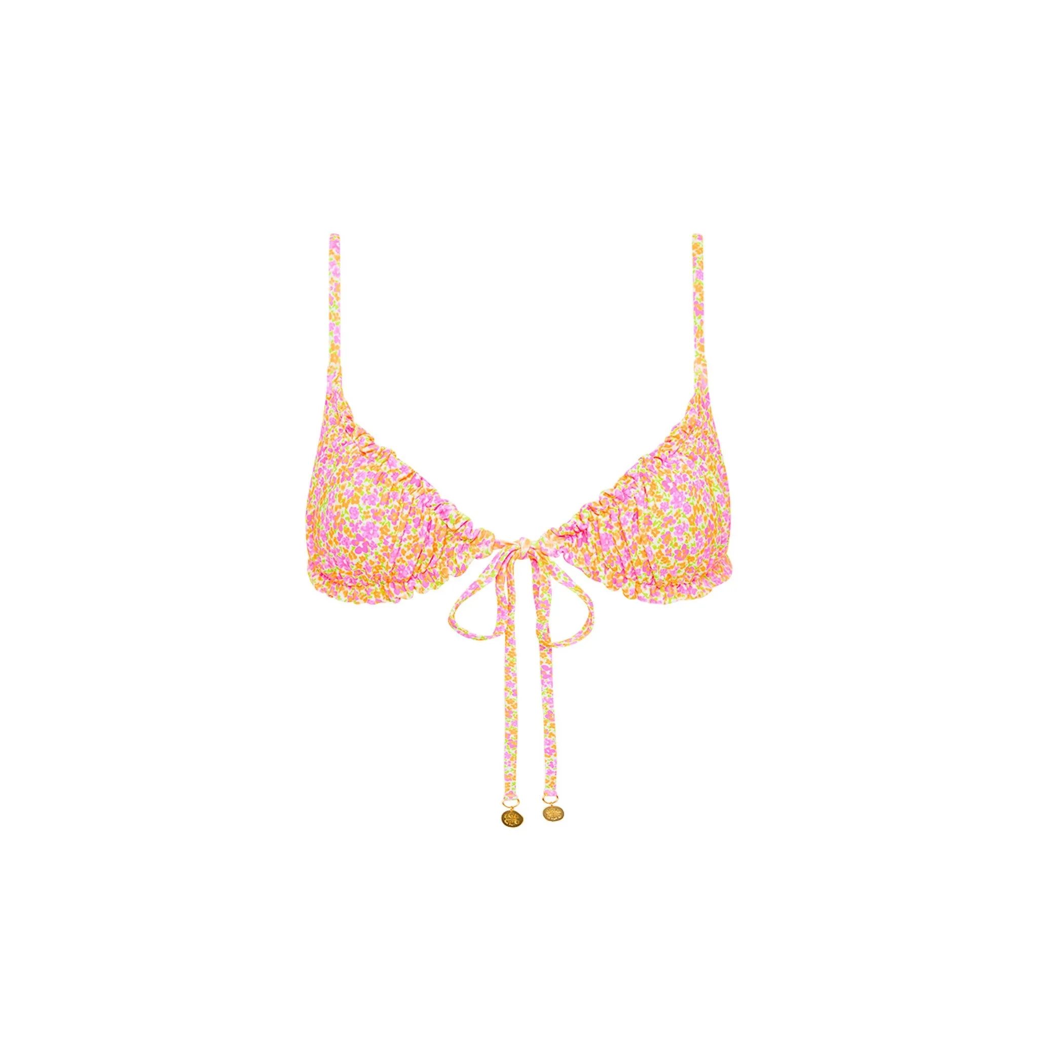 Ruched Bralette Bikini Top - Champagne Blossom sold by Kulani Kinis