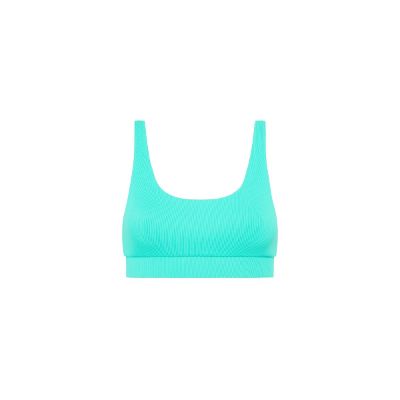 Long Crop Bikini Top - Aqua Ribbed sold by Kulani Kinis