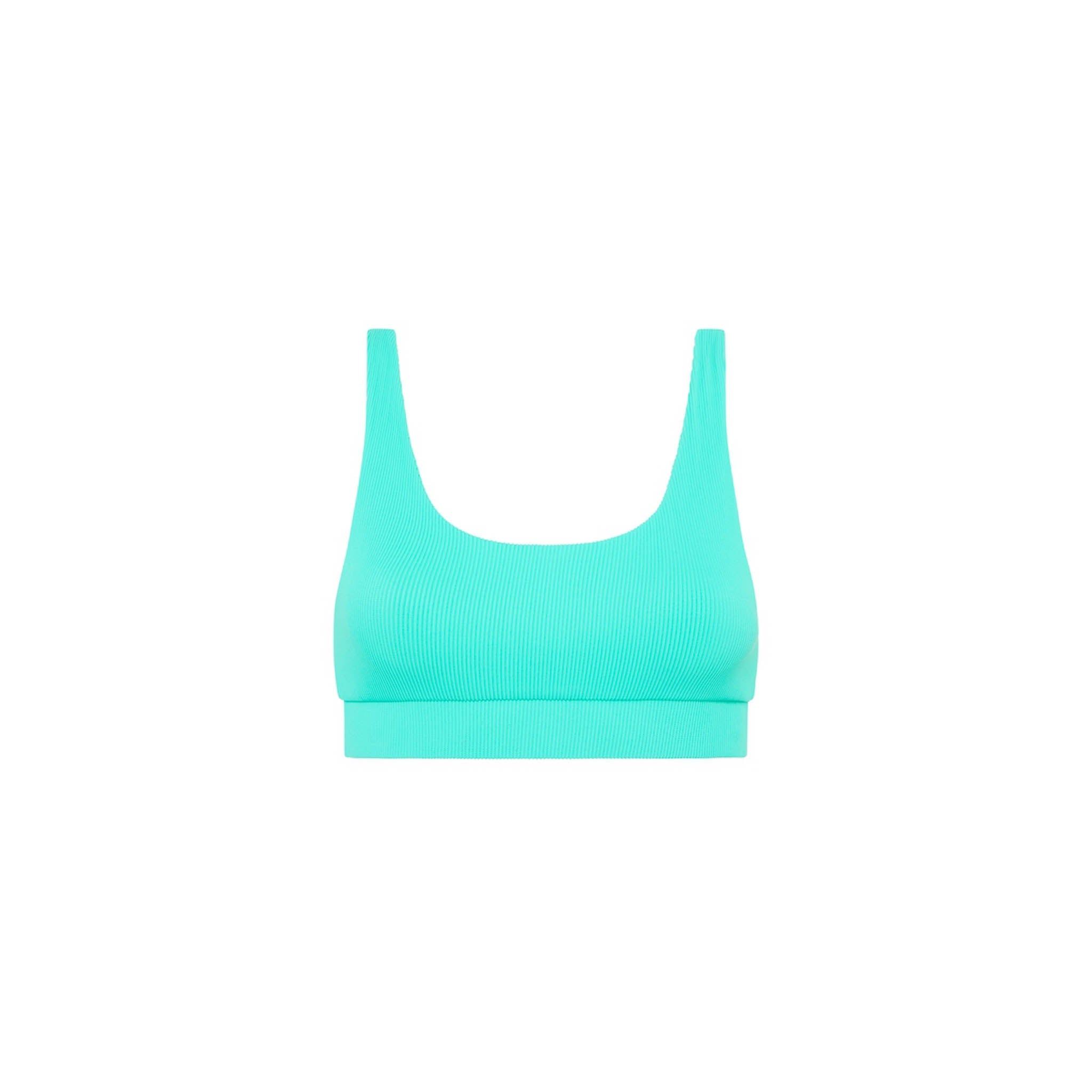 Long Crop Bikini Top - Aqua Ribbed sold by Kulani Kinis