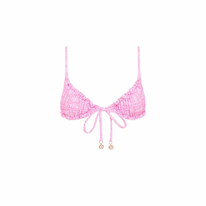 Ruched Bralette Bikini Top - Strawberry Milkshake sold by Kulani Kinis
