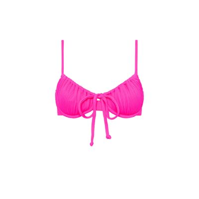 Ruched Underwire Bra Bikini Top - Flamingo Pink Ribbed sold by Kulani Kinis