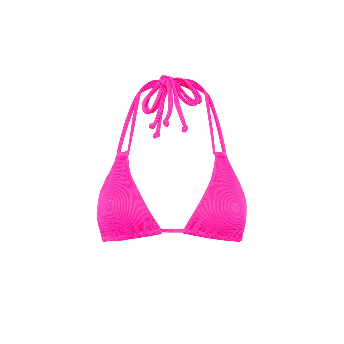 Halter Bralette Bikini Top - Flamingo Pink Ribbed sold by Kulani Kinis