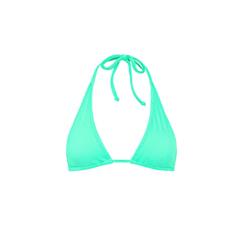 Classic Tie Halter Bikini Top - Turquoise Mint Ribbed sold by Kulani Kinis