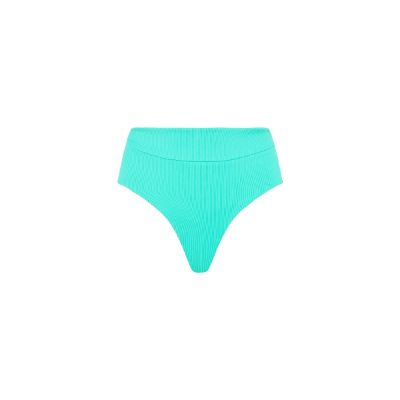 High Hip Cheeky Bikini Bottom - Aqua Ribbed sold by Kulani Kinis