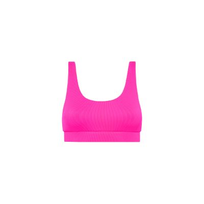 Long Crop Bikini Top - Flamingo Pink Ribbed sold by Kulani Kinis