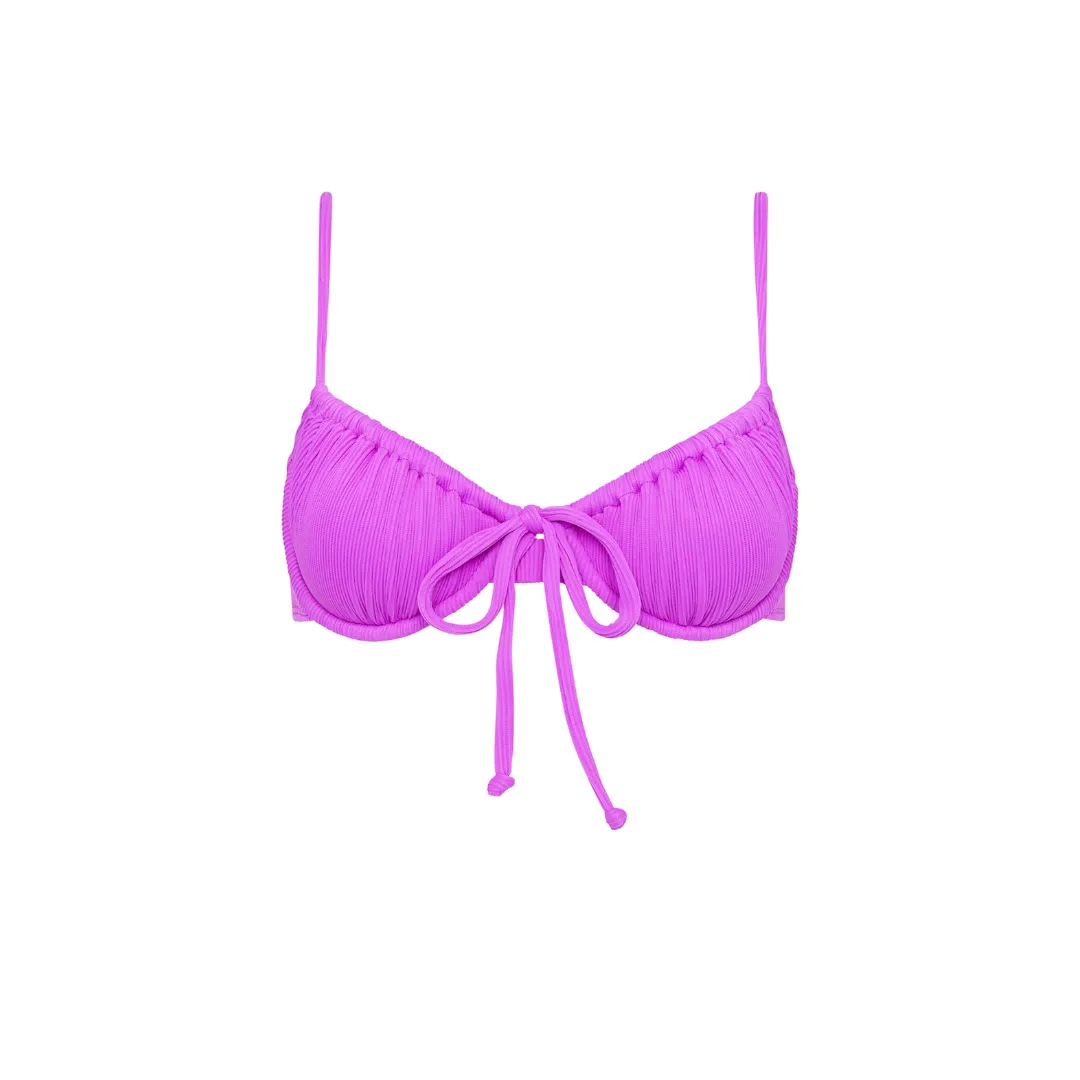 Ruched Underwire Bra Bikini Top - Electric Violet Ribbed sold by Kulani Kinis
