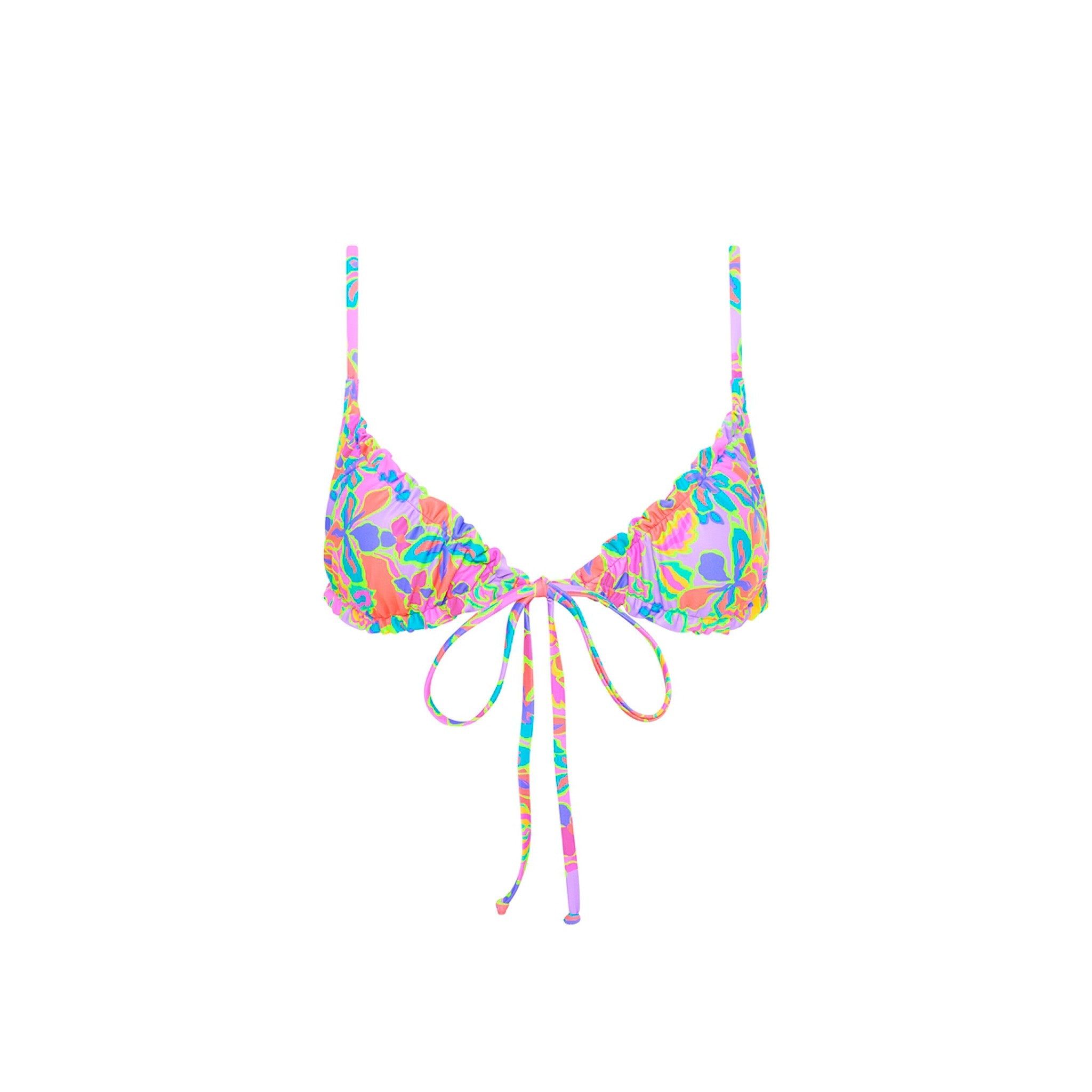 Ruched Bralette Bikini Top - Pink Aurora sold by Kulani Kinis