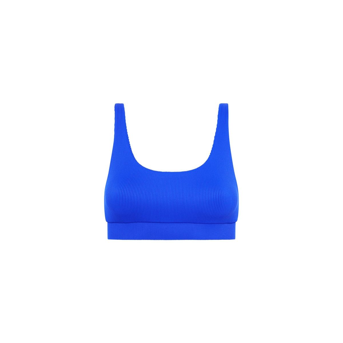 Long Crop Bikini Top - Ocean Blue Ribbed sold by Kulani Kinis