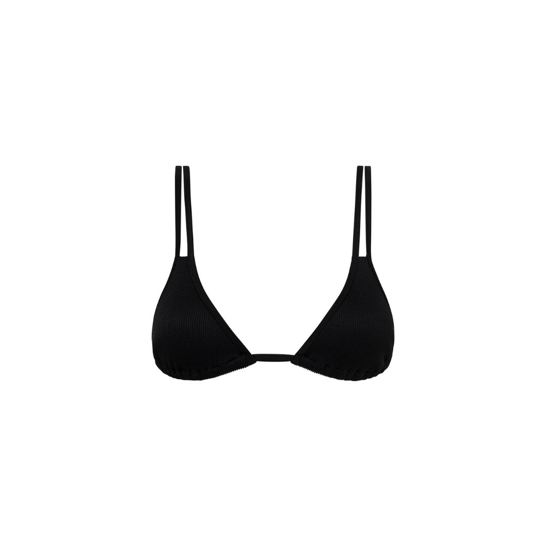 Twin Strap Bralette Bikini Top - Pitch Black Ribbed sold by Kulani Kinis