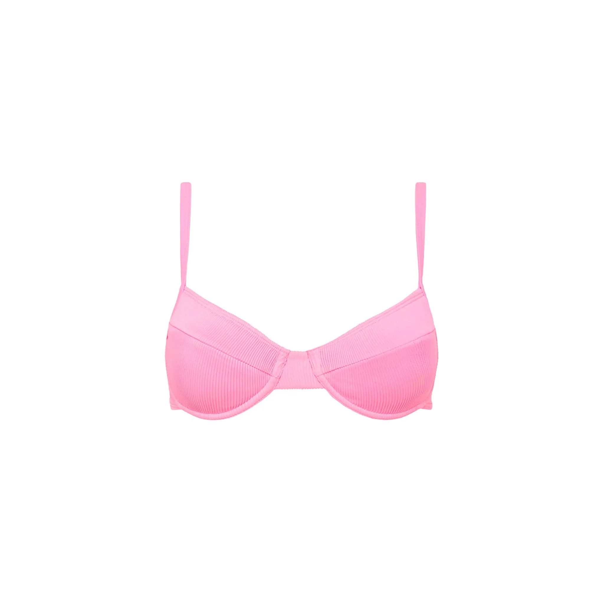 Ditzy Underwire Bra Bikini Top - Taffy Pink Ribbed sold by Kulani Kinis