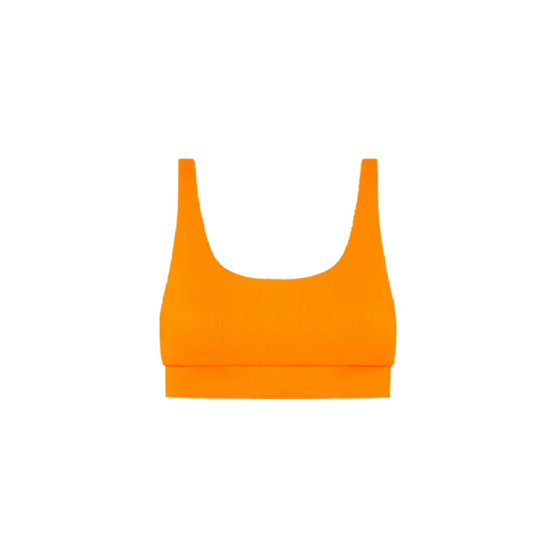 Long Crop Bikini Top - Papaya Ribbed sold by Kulani Kinis