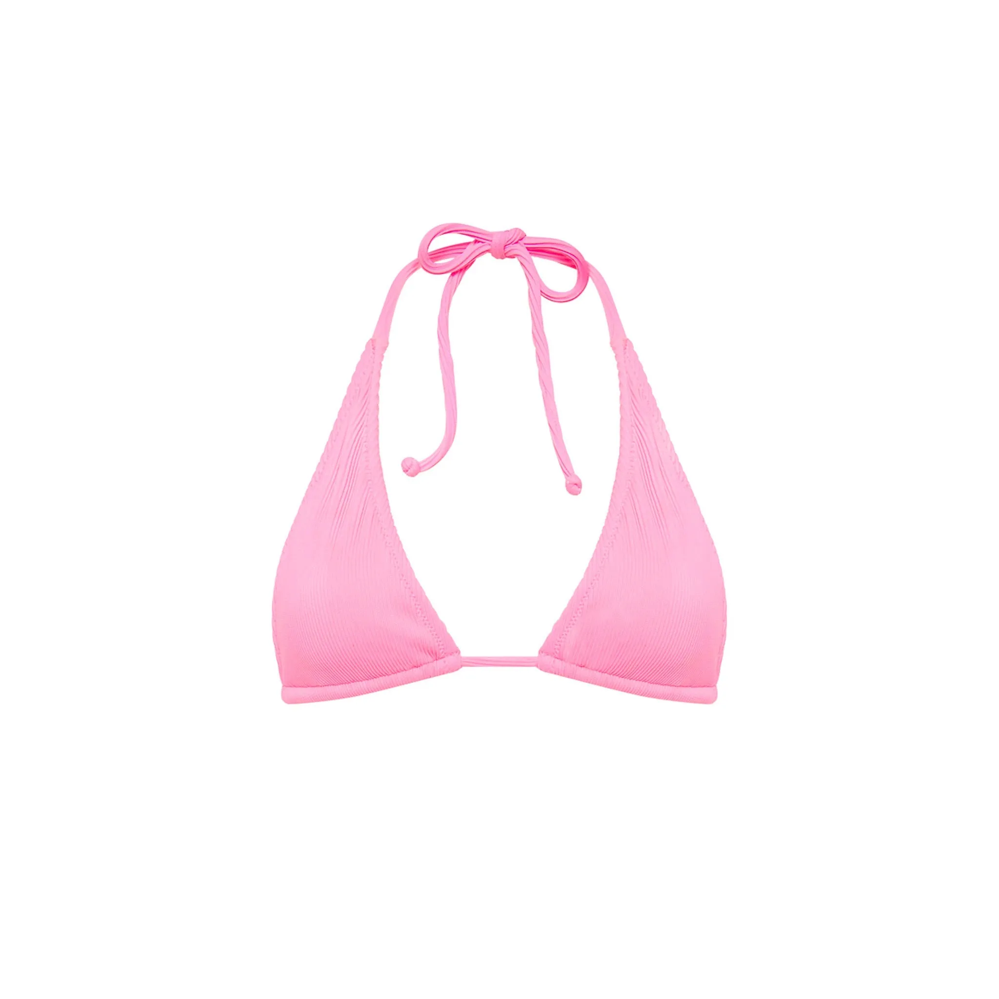 Classic Tie Halter Bikini Top - Taffy Pink Ribbed sold by Kulani Kinis