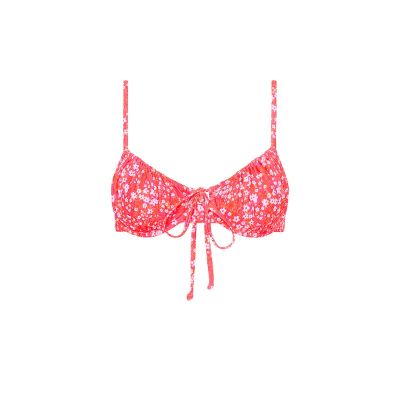 Ruched Underwire Bra Bikini Top - Coral Crush sold by Kulani Kinis
