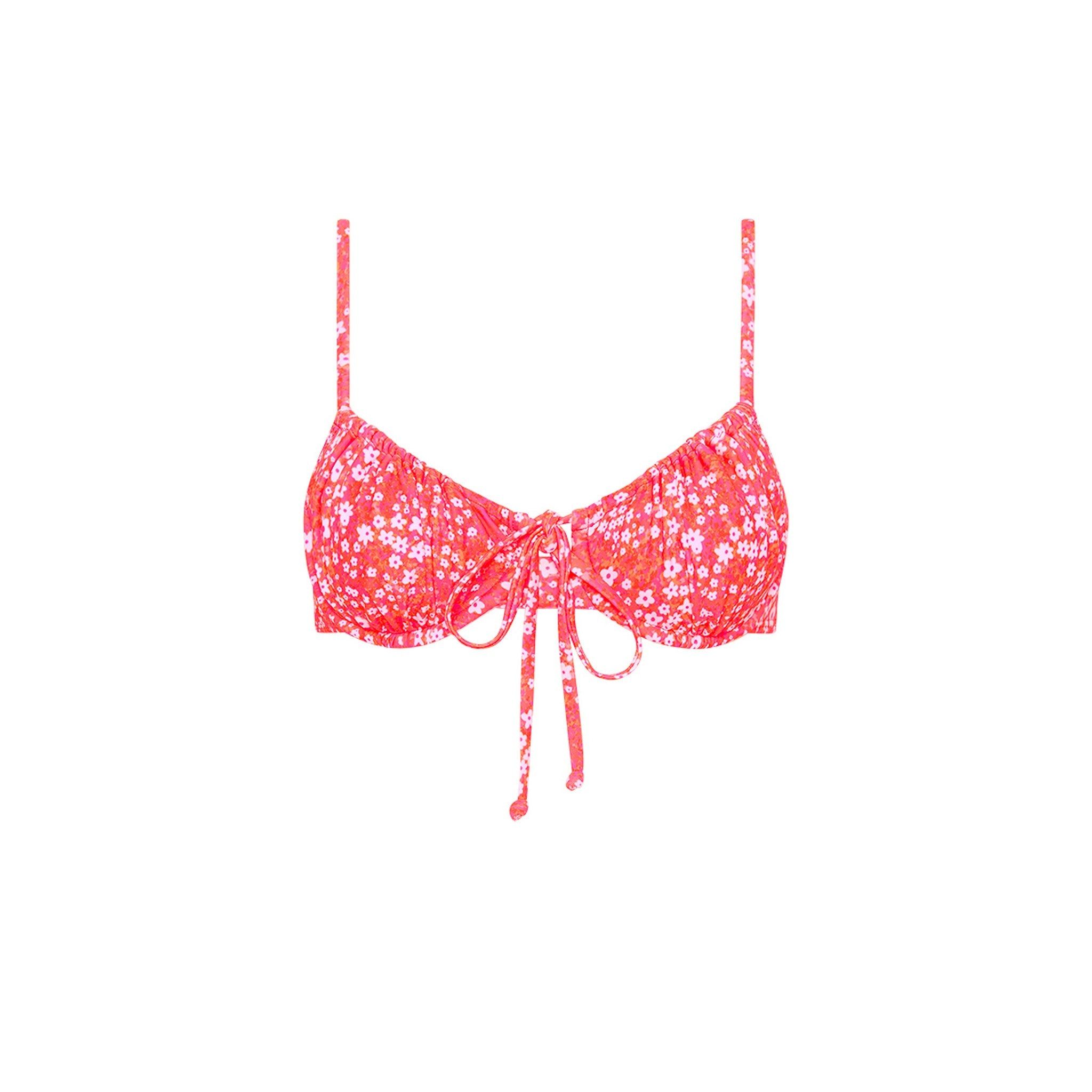 Ruched Underwire Bra Bikini Top - Coral Crush sold by Kulani Kinis