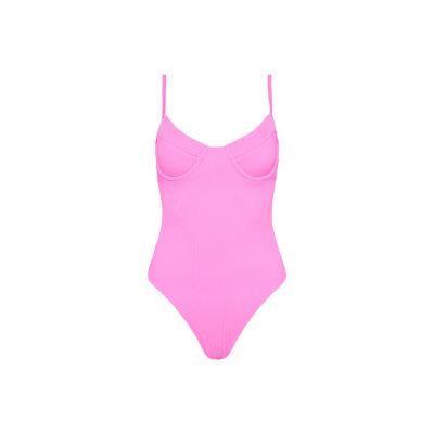 Underwire Cheeky One Piece - Bubblegum Pink Ribbed sold by Kulani Kinis